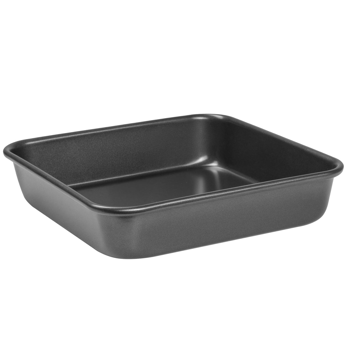 A ProChef black square cake tin with a smooth non-stick surface.
