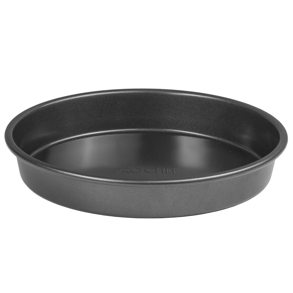 Black round baking pan on a white background