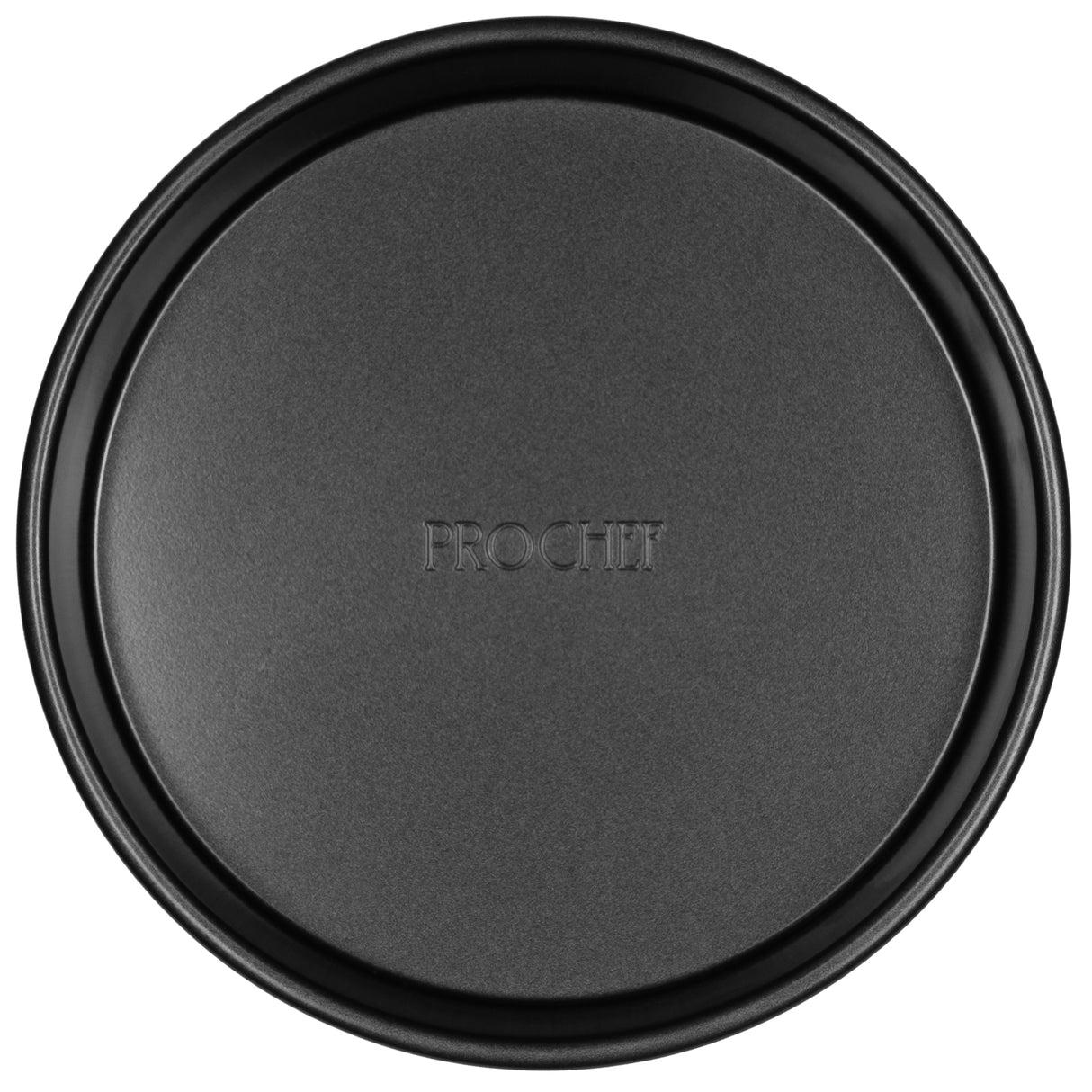 Black cake pan with 'Prochef' branding on a white background