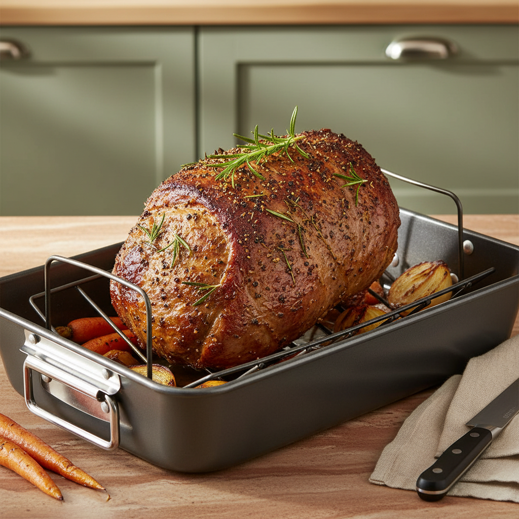15" Roaster with V Shaped Rack, Non-Stick
