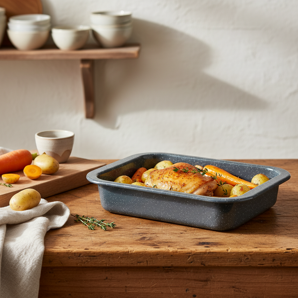 29cm Small Grey Enamel Roasting Tin