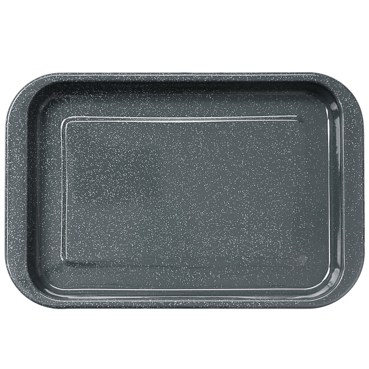 Rectangular baking tray with speckled texture on a white background