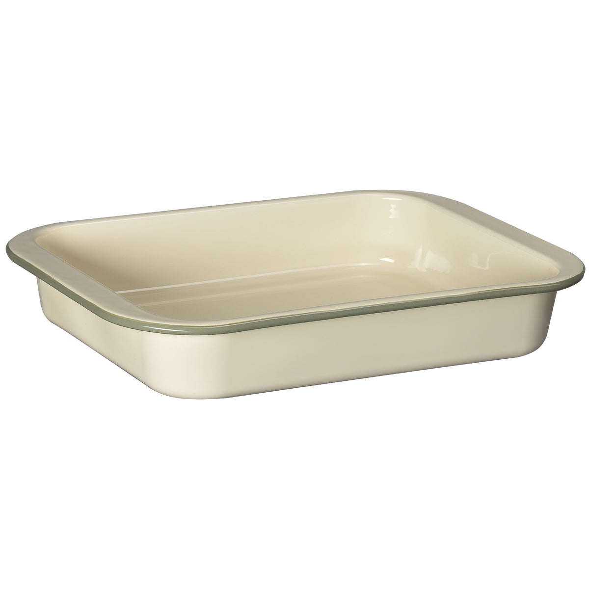 J&L 35cm Medium Enamel Roasting Tin, Sage Green & Cream