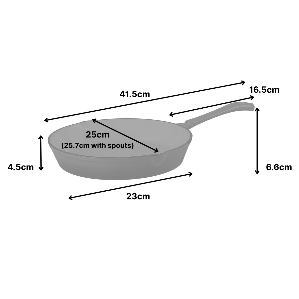 25cm Cast Iron Deep Garnet Round Frying Pan