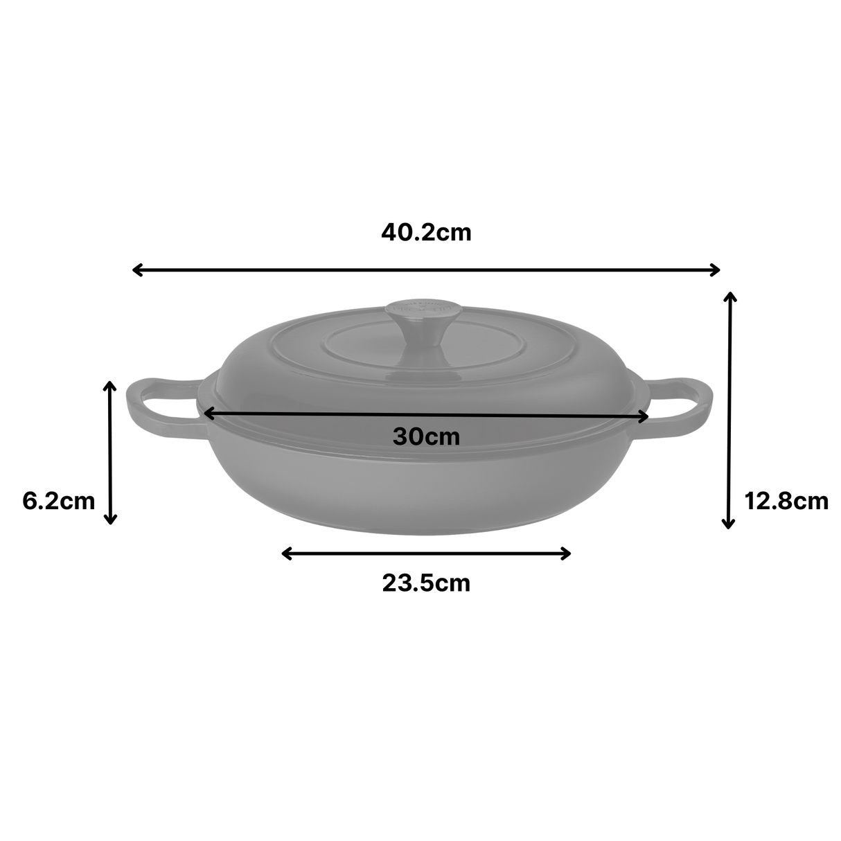 30cm Cast Iron Deep Teal Shallow Casserole Dish