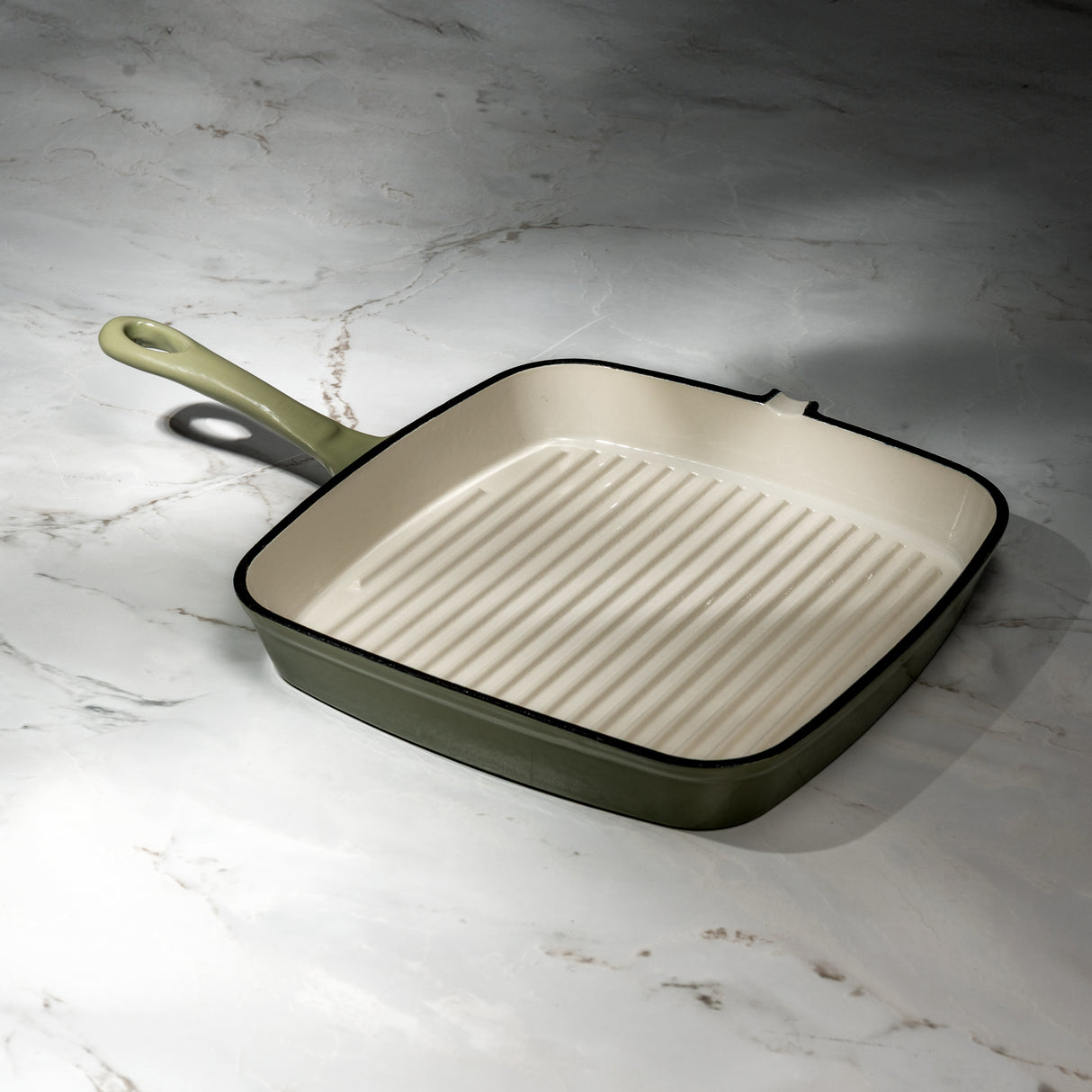 J&L 23cm Cast Iron Sage Green Grill Pan