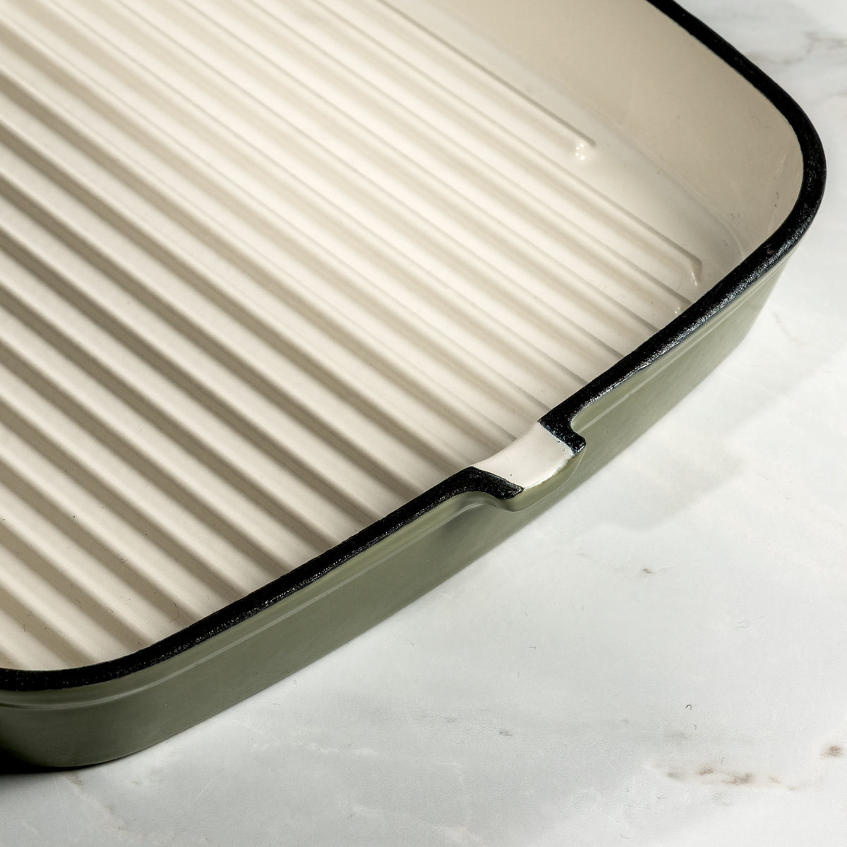 J&L 23cm Cast Iron Sage Green Grill Pan