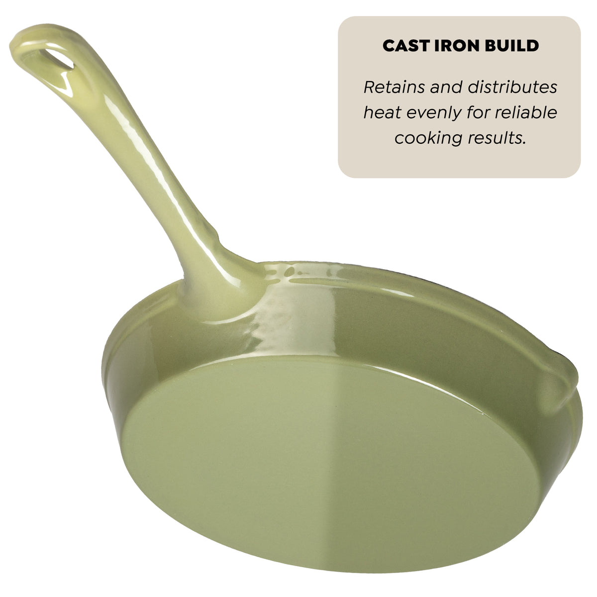 J&L 25cm Cast Iron Sage Green Round Frying Pan