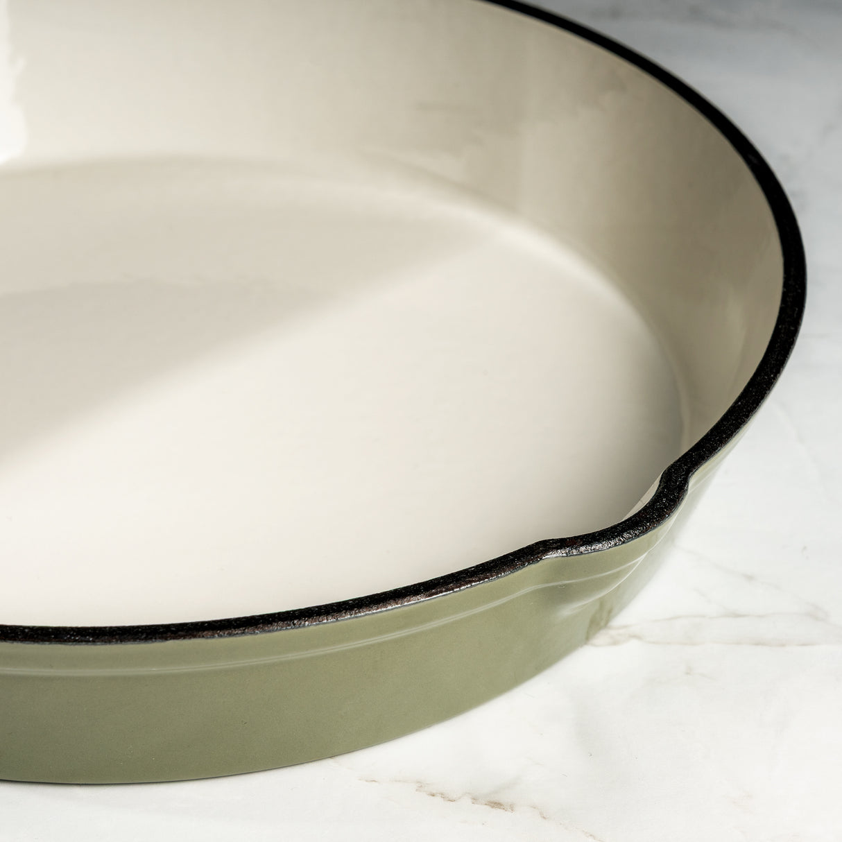 J&L 5-Piece Cast Iron Pan & Casserole Dish Set, Sage Green