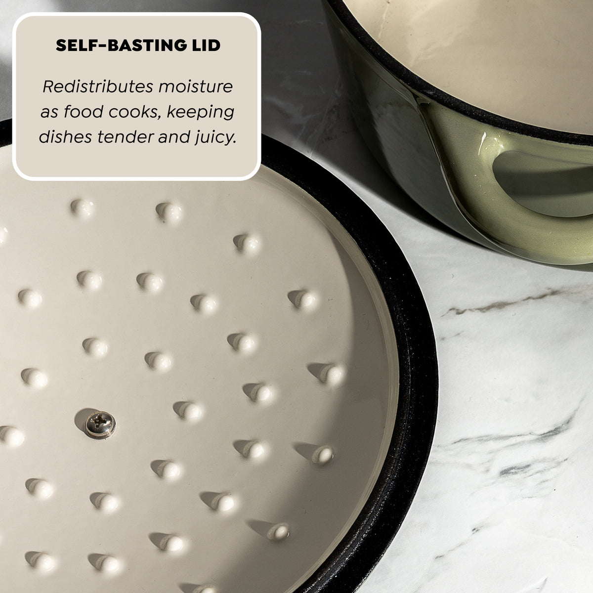 J&L 5-Piece Cast Iron Pan & Casserole Dish Set, Sage Green