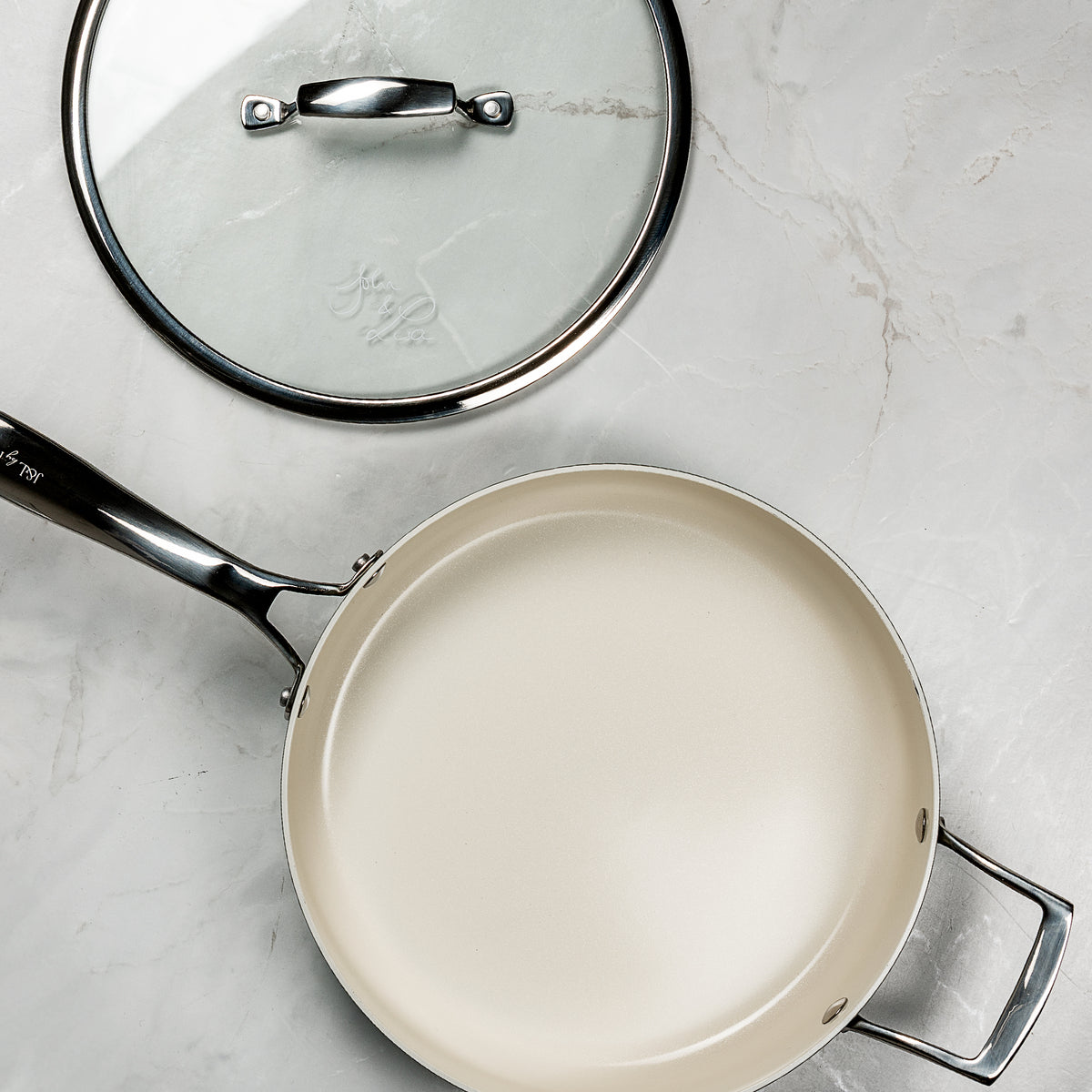 J&L 'Signature' 8-Piece Ceramic-Coated Pan Set, Sage Green