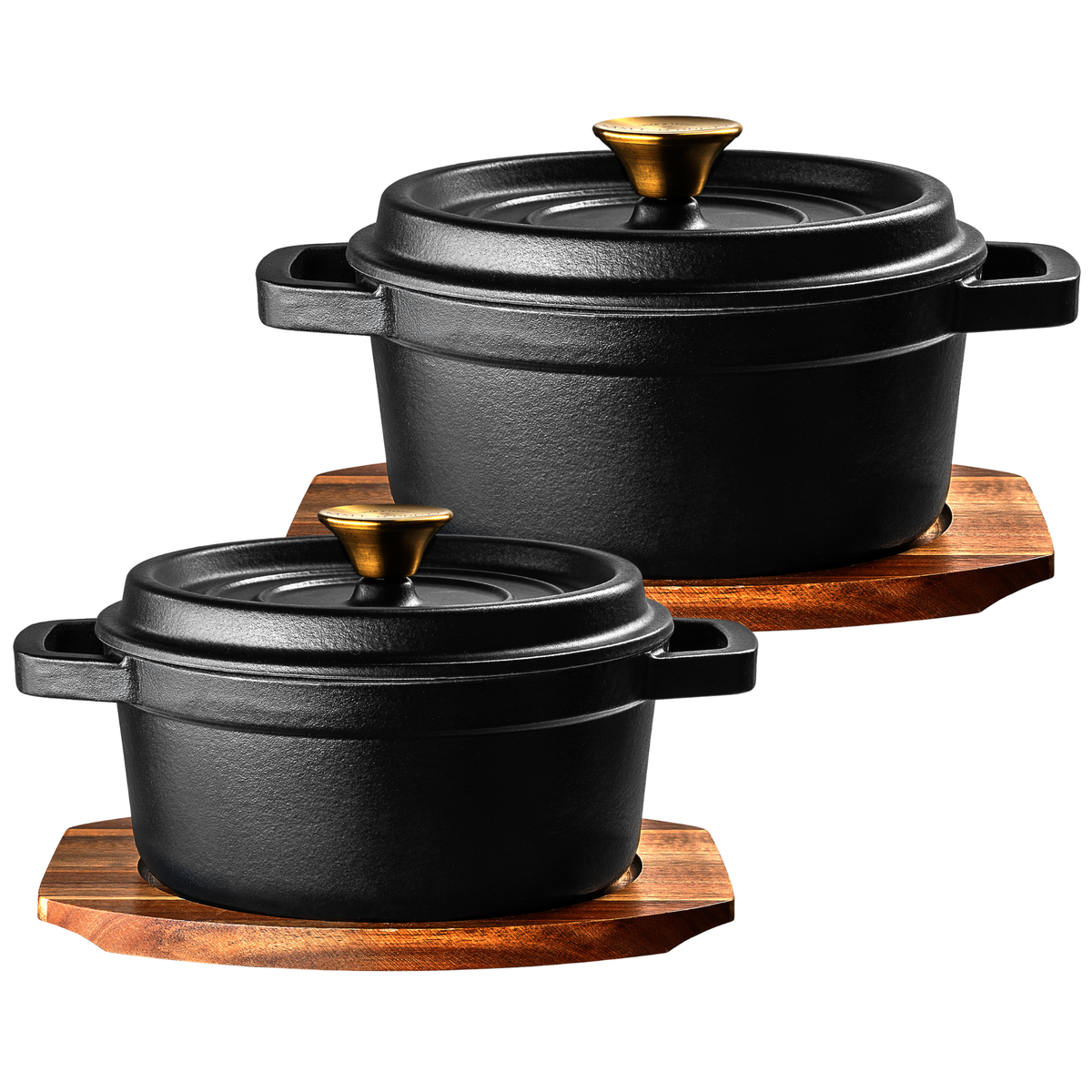 Matt Tebbutt Matte Black Cast Iron Casserole Dish Set, 2 Piece