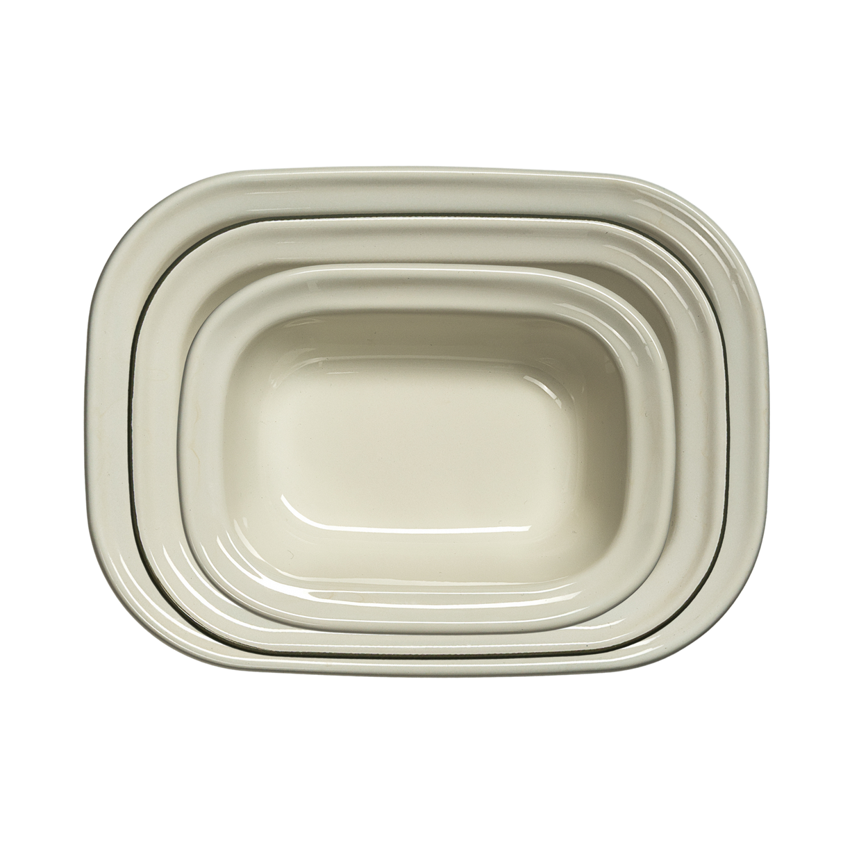 J&L 3-Piece Enamel Pie Dish Set, Sage Green & Cream
