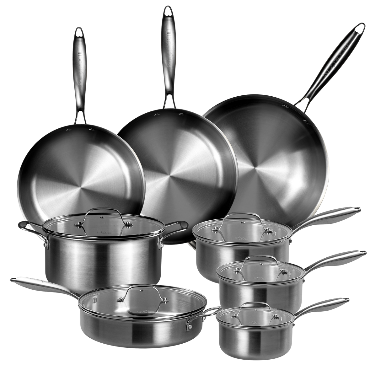 J&L 'Signature' 8-Piece Tri-Ply Stainless Steel Pan Set