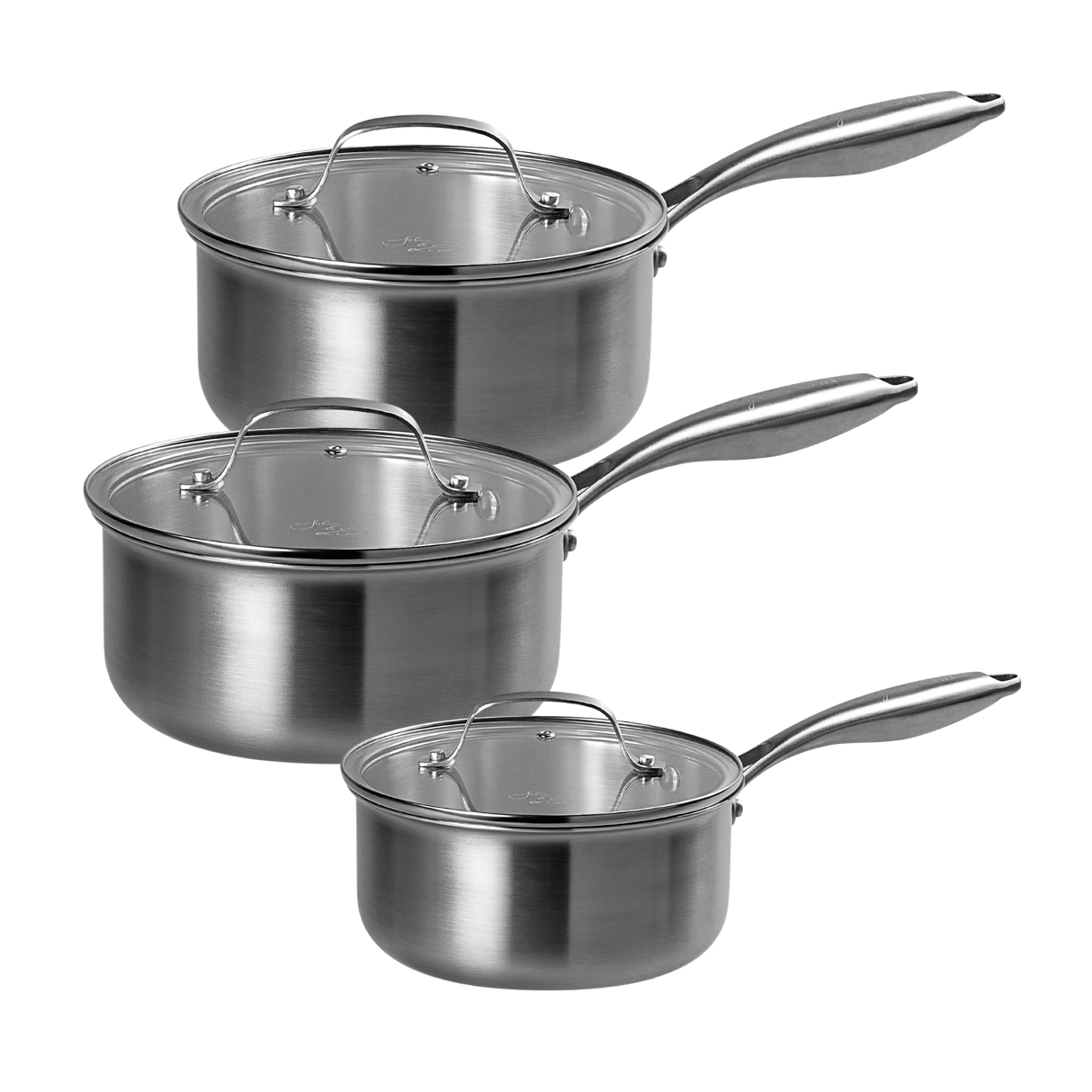 J&L 'Signature' 3-Piece Tri-Ply Stainless Steel Saucepan Set