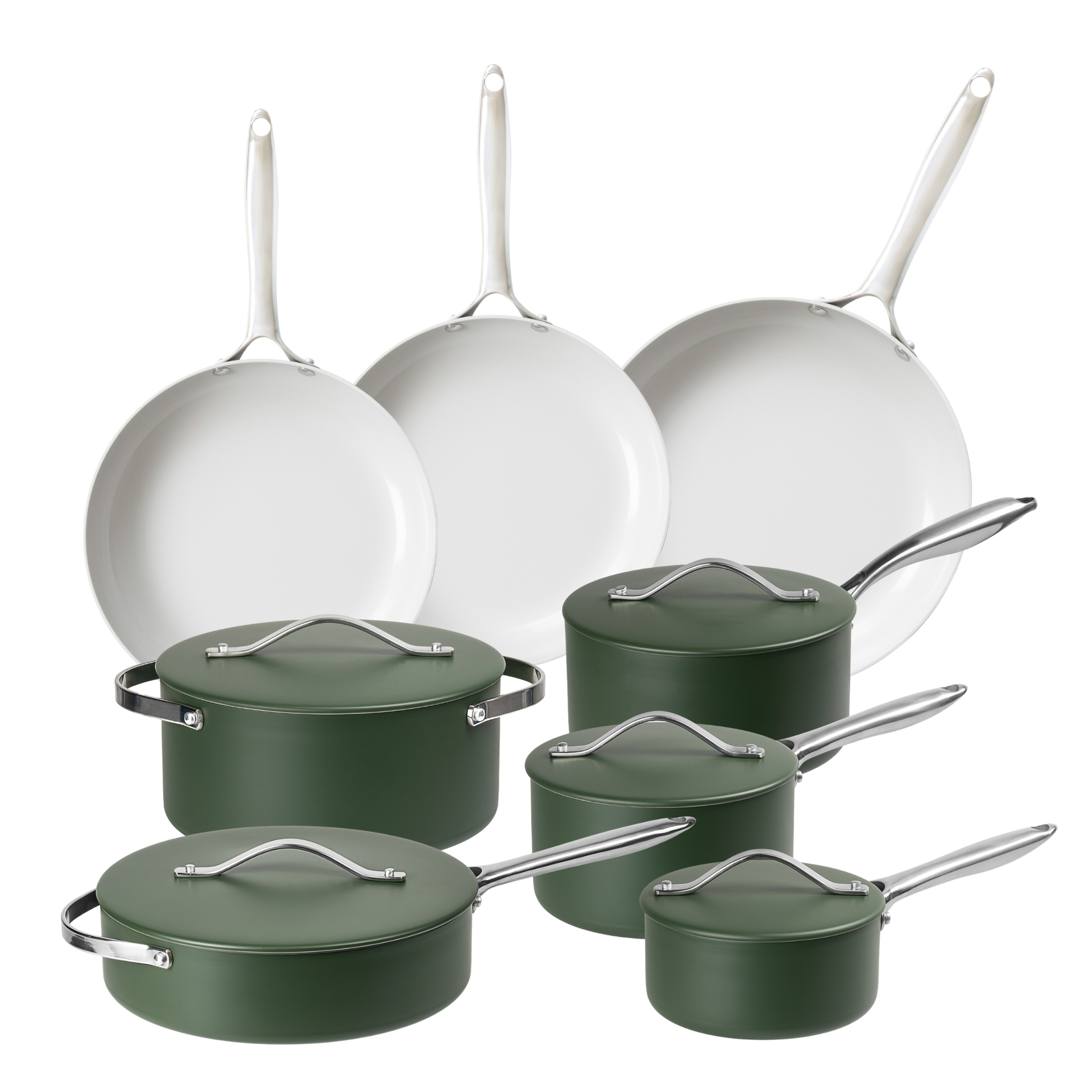 8-Piece Green Ceramic-Coated Pan Set – ProChef