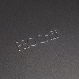 Embossed 'ProChef' logo on black carbon steel ovenware
