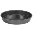 Black round baking pan on a white background