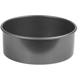 Metallic cake pan on a white background