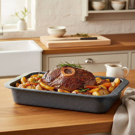 41cm Large Grey Enamel Roasting Tin