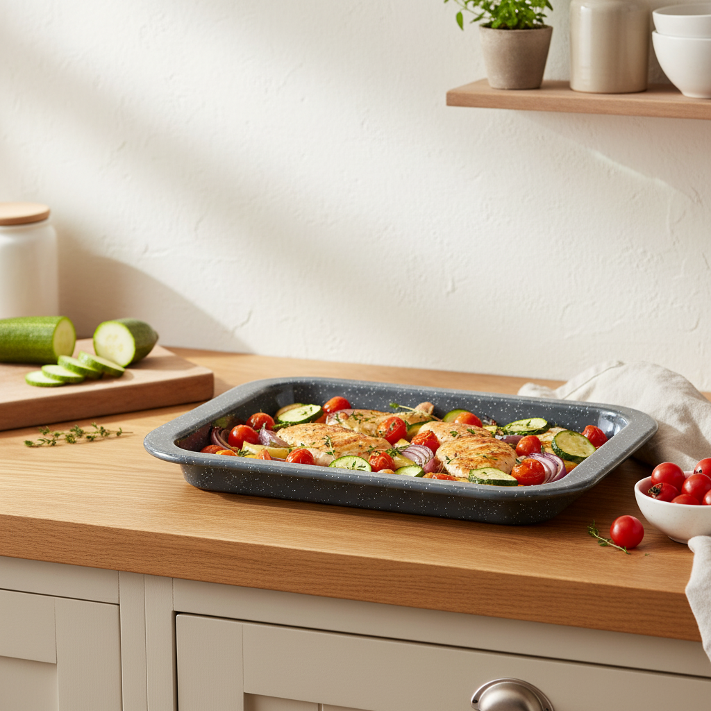 28cm Small Grey Enamel Oven Tray