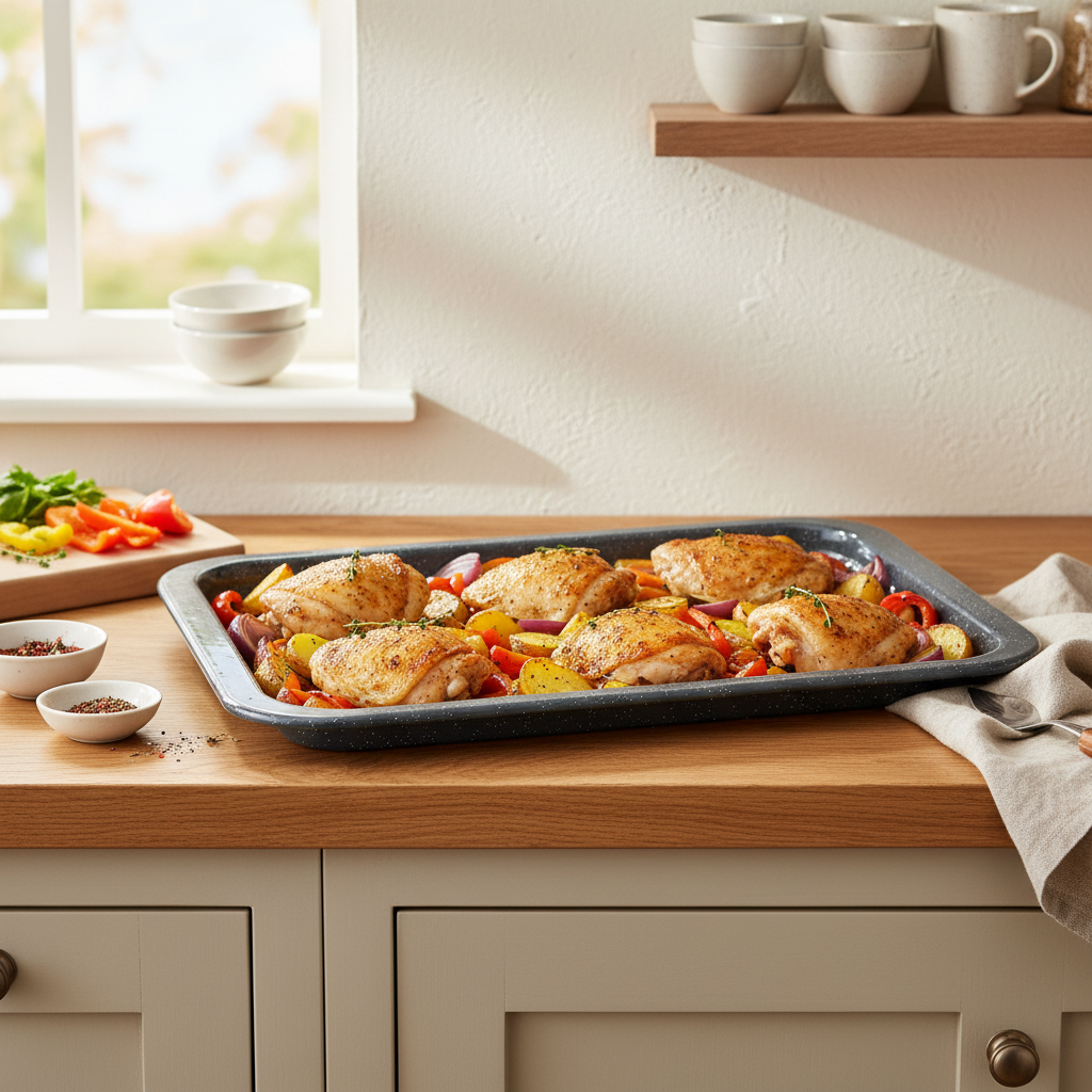 38cm Medium Grey Enamel Oven Tray