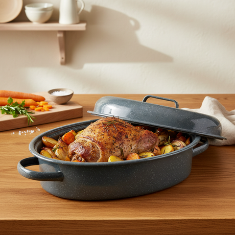 4L Grey Enamel Casserole Roaster