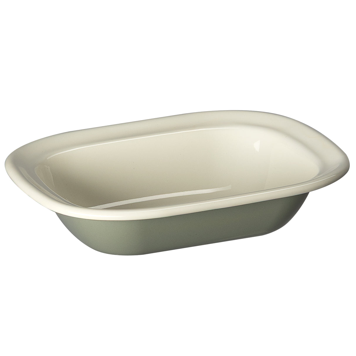J&L 20cm Small Enamel Pie Dish, Sage Green & Cream