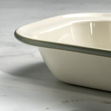J&L 24cm Medium Enamel Pie Dish, Sage Green & Cream