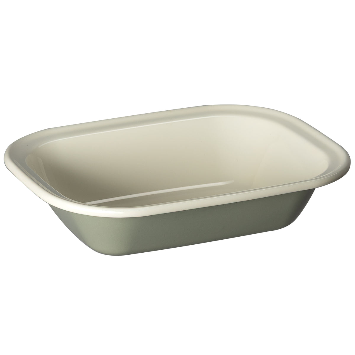 J&L 28cm Large Enamel Pie Dish, Sage Green & Cream