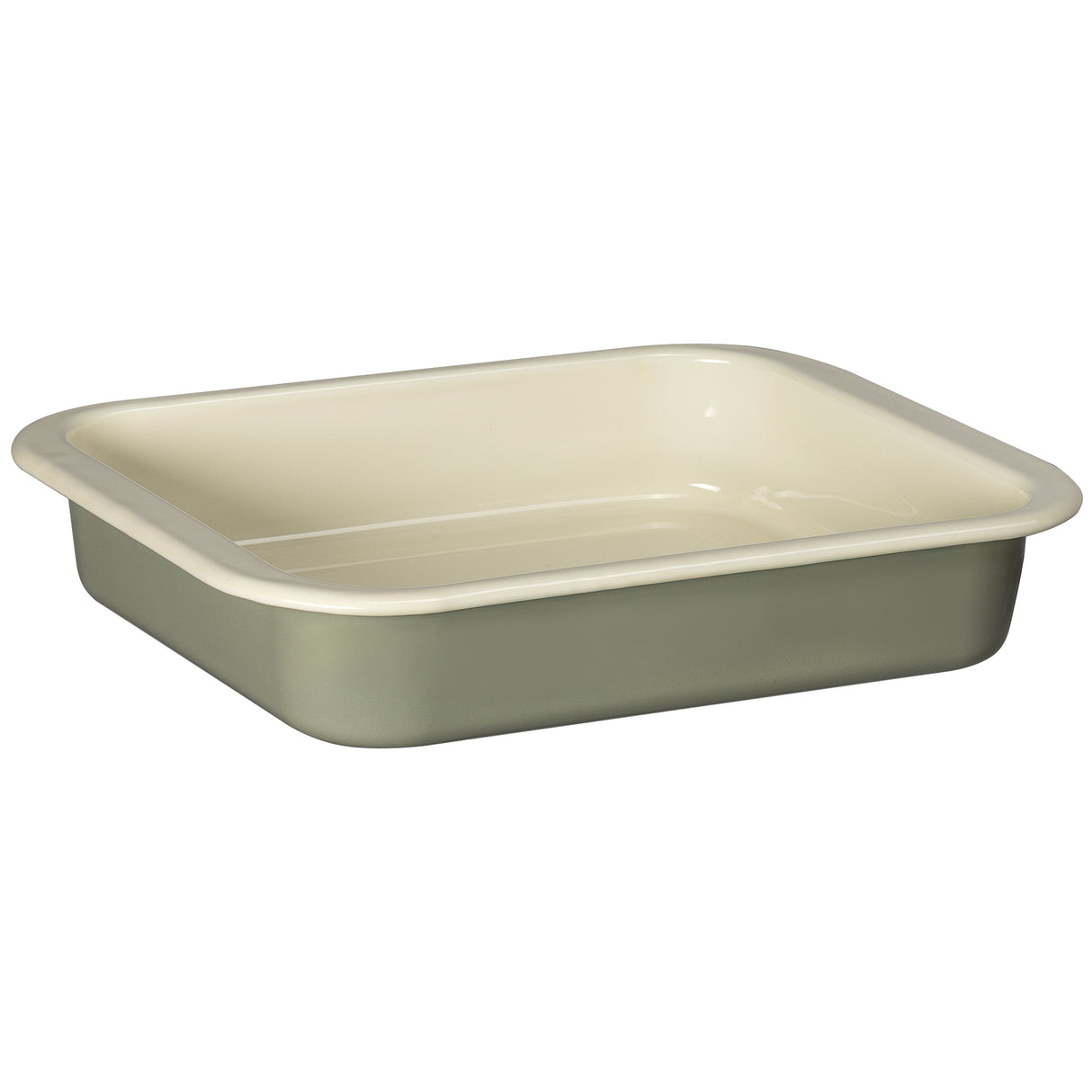 J&L 29cm Small Enamel Roasting Tin, Sage Green & Cream
