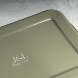 J&L 29cm Small Enamel Roasting Tin, Sage Green & Cream