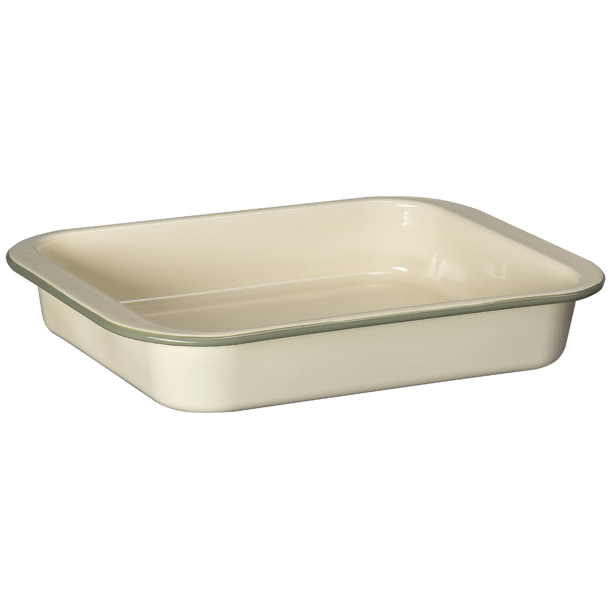 J&L 35cm Medium Enamel Roasting Tin, Sage Green & Cream