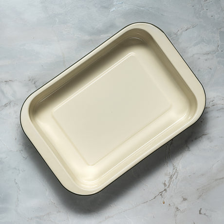 J&L 3-Piece Enamel Roasting Tin Set, Sage Green & Cream