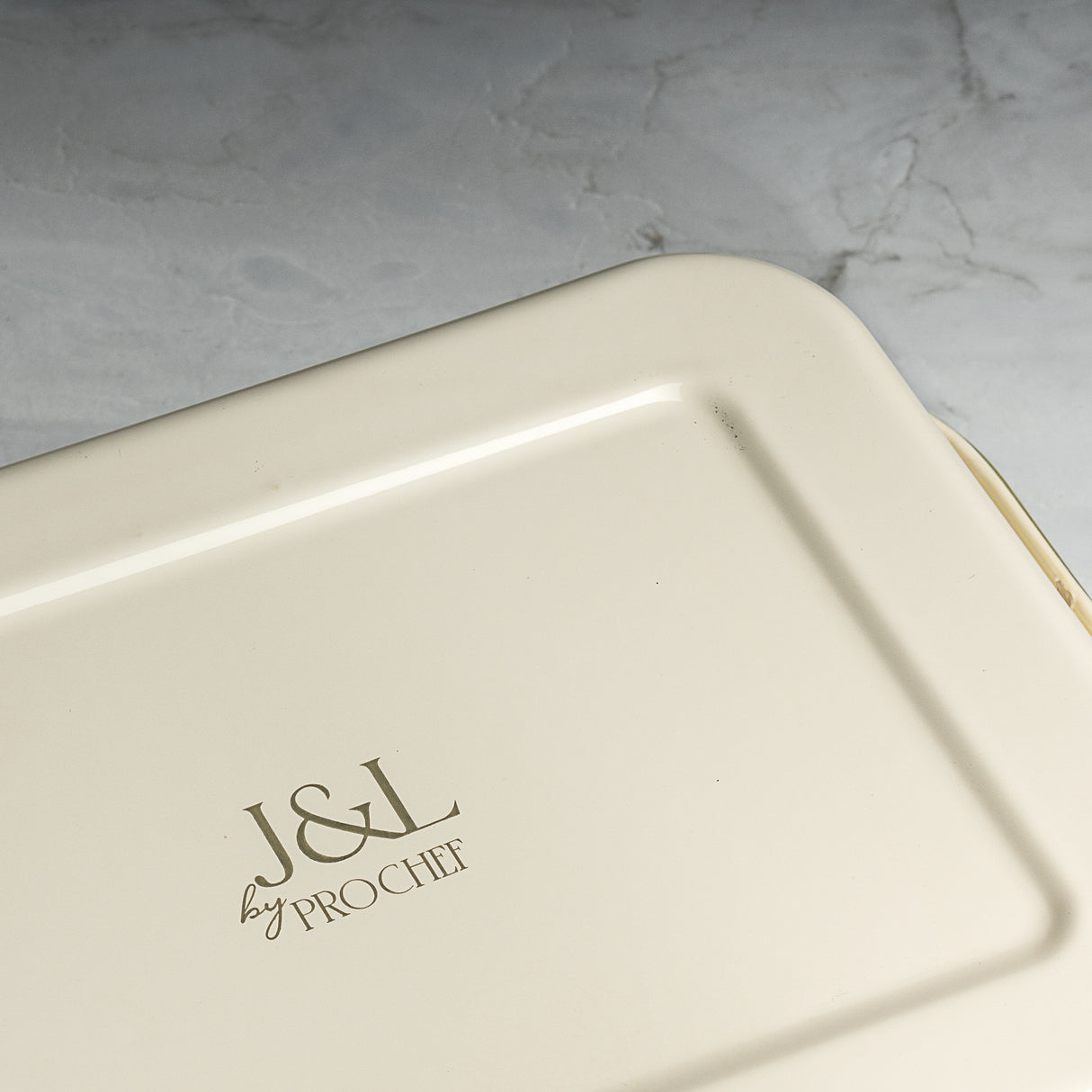 J&L 35cm Medium Enamel Roasting Tin, Sage Green & Cream