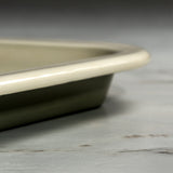 J&L 28cm Small Enamel Oven Tray, Sage Green & Cream
