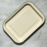 J&L 35cm Medium Enamel Oven Tray, Sage Green & Cream