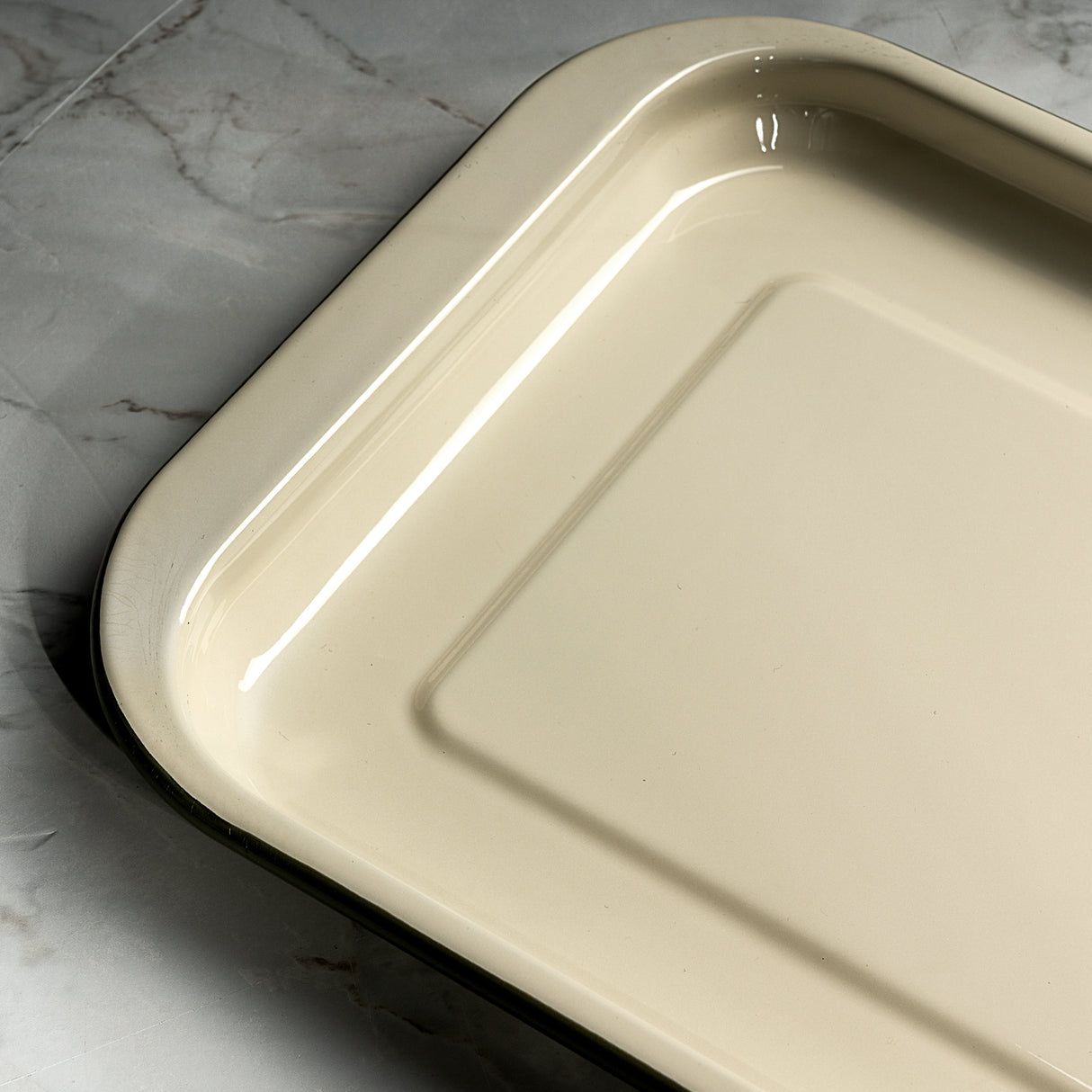 J&L 3-Piece Enamel Oven Tray Set, Sage Green & Cream