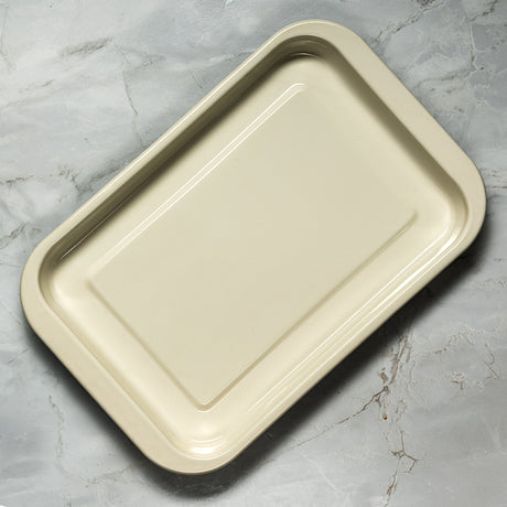 J&L 41cm Large Enamel Oven Tray, Sage Green & Cream
