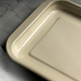 J&L 41cm Large Enamel Oven Tray, Sage Green & Cream