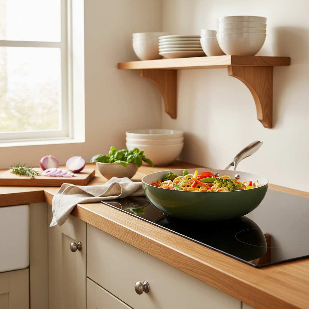 28cm Green Ceramic-Coated Wok