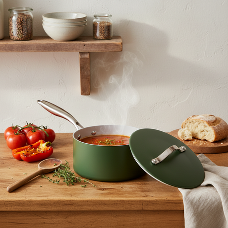 18cm Green Ceramic-Coated Saucepan