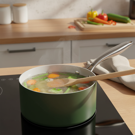 20cm Green Ceramic-Coated Saucepan