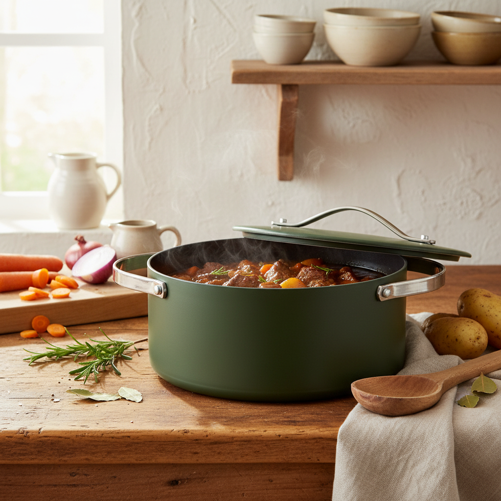 24cm Green Ceramic-Coated Casserole Pot