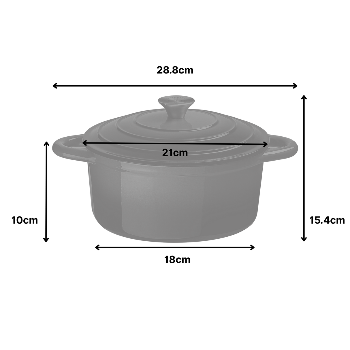 21cm Cast Iron Deep Garnet Round Casserole Dish