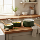 3pcs Green Ceramic-Coated Saucepan Set