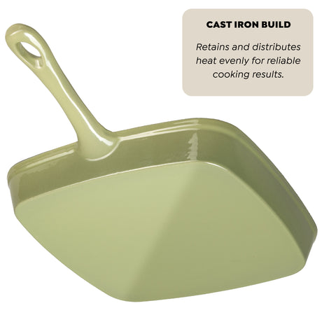 J&L 23cm Cast Iron Sage Green Grill Pan
