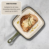 J&L 23cm Cast Iron Sage Green Grill Pan