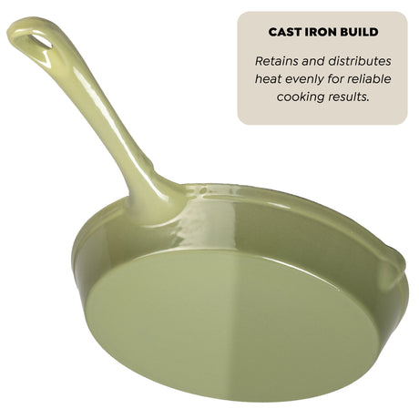 J&L 25cm Cast Iron Sage Green Round Frying Pan