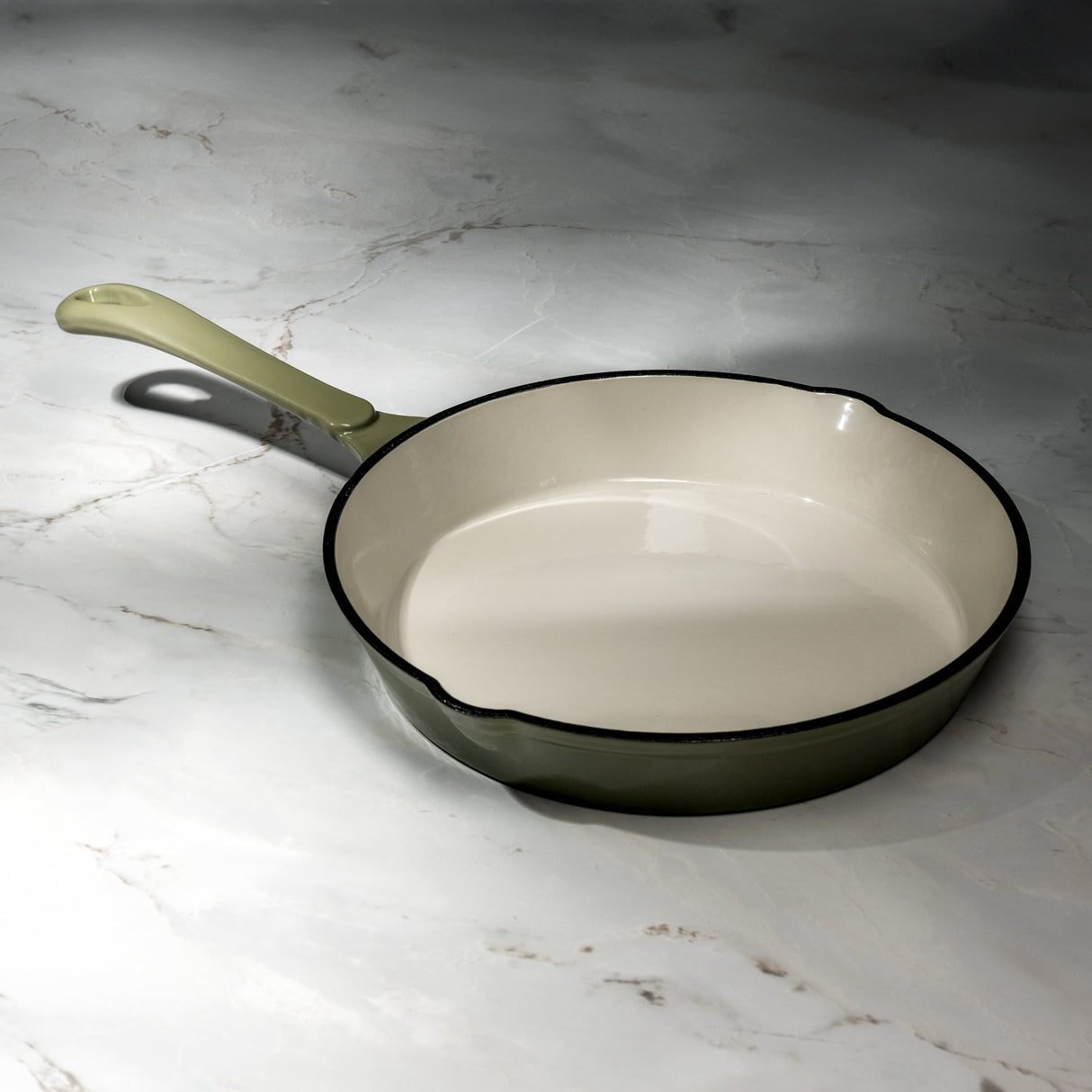 J&L 25cm Cast Iron Sage Green Round Frying Pan